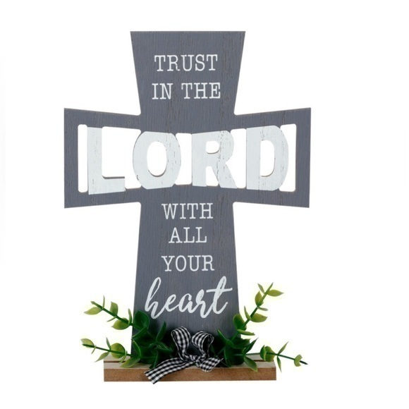 💋 NWT Wooden Cross Table Décor, Trust in the Lord - Picture 1 of 6